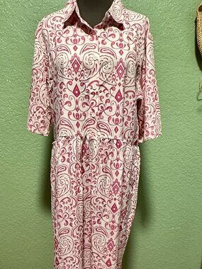 Pink and White Printed Maxi Dress